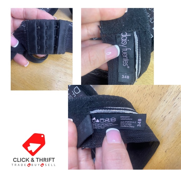 Daisy Fuentes Padded Bra / Black & Grey / 34B - Picture 2 of 2